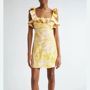 Zimmerman Golden Ruffle Mini Dress